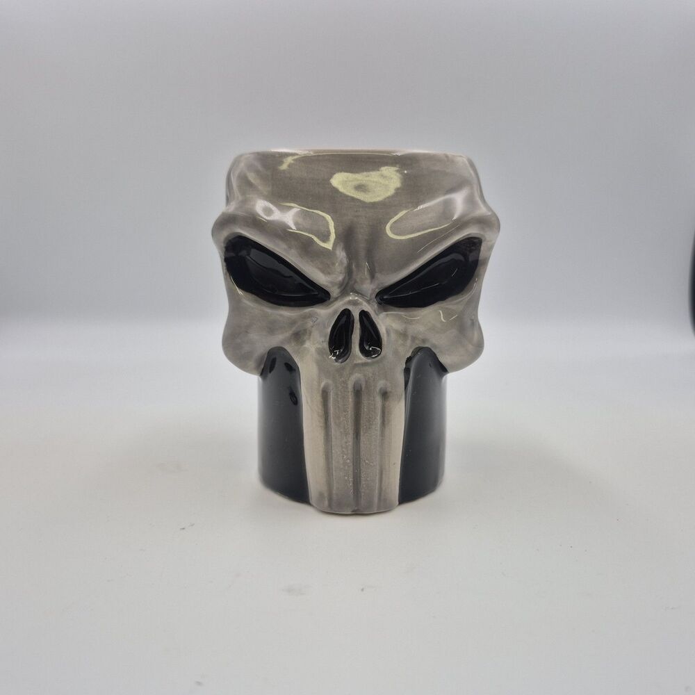 *Rare*  Zak! Marvel Punisher Skull Ceramic Coffee Mug Black White